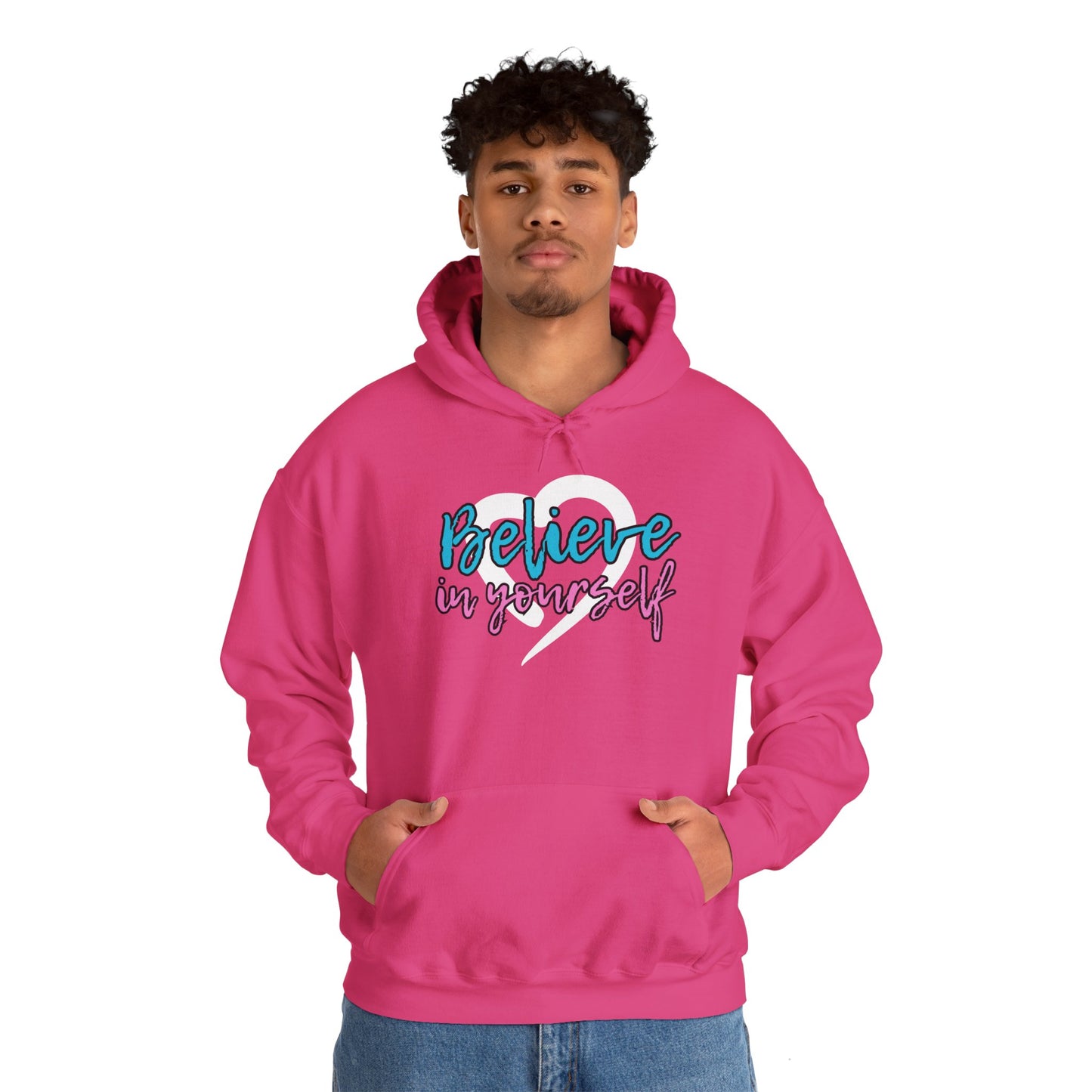 Believe In Yourself -- Blue/Pink (Adult Unisex Hooded Sweatshirt)