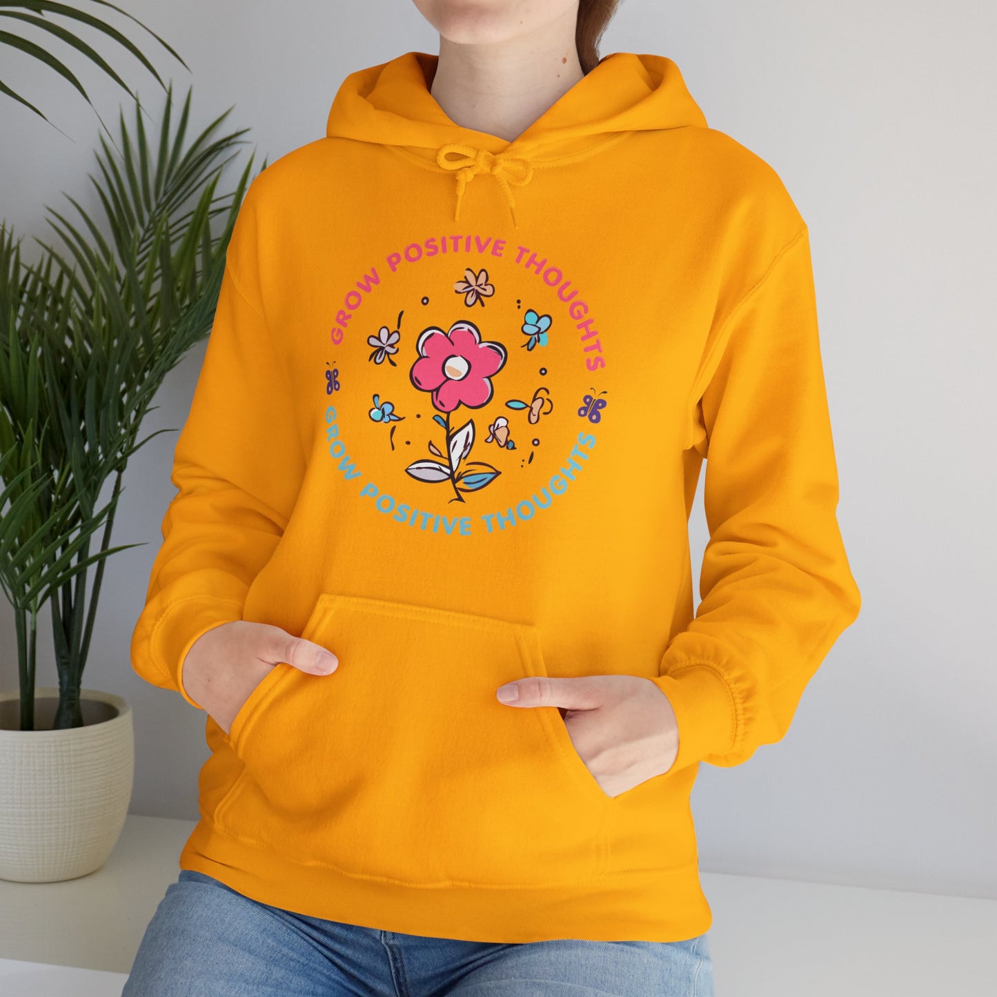 Grow Positive Thoughts (Adult Unisex Hooded Sweatshirt)