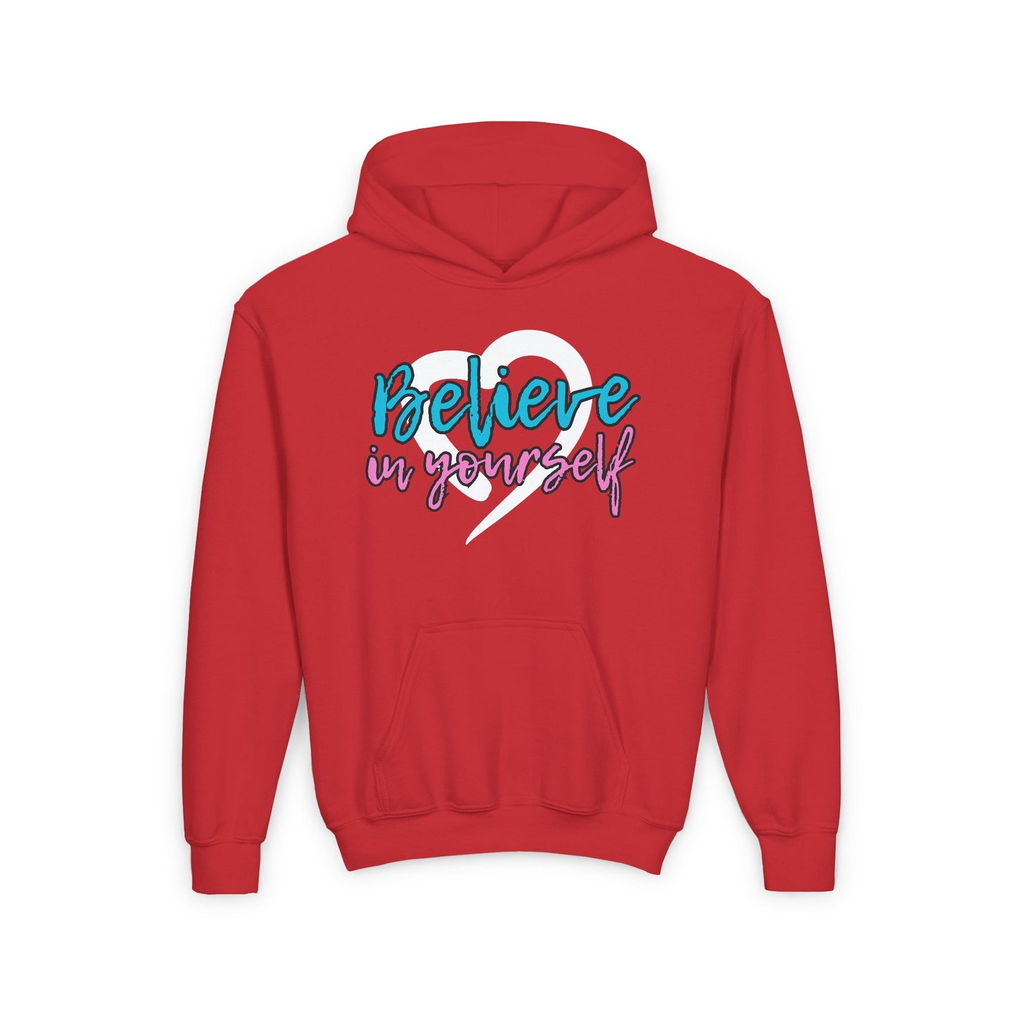 Believe In Yourself -- Blue/Pink (Youth Unisex Hooded Sweatshirt)