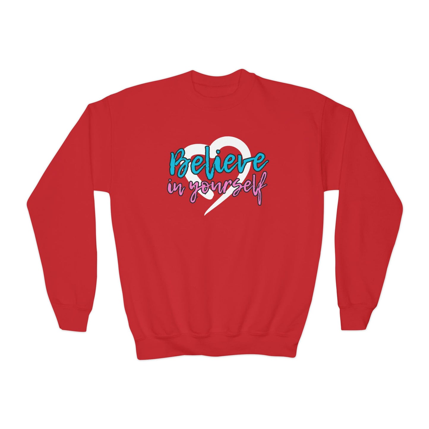 Believe In Yourself -- Blue/Pink (Youth Unisex Crewneck Sweatshirt)