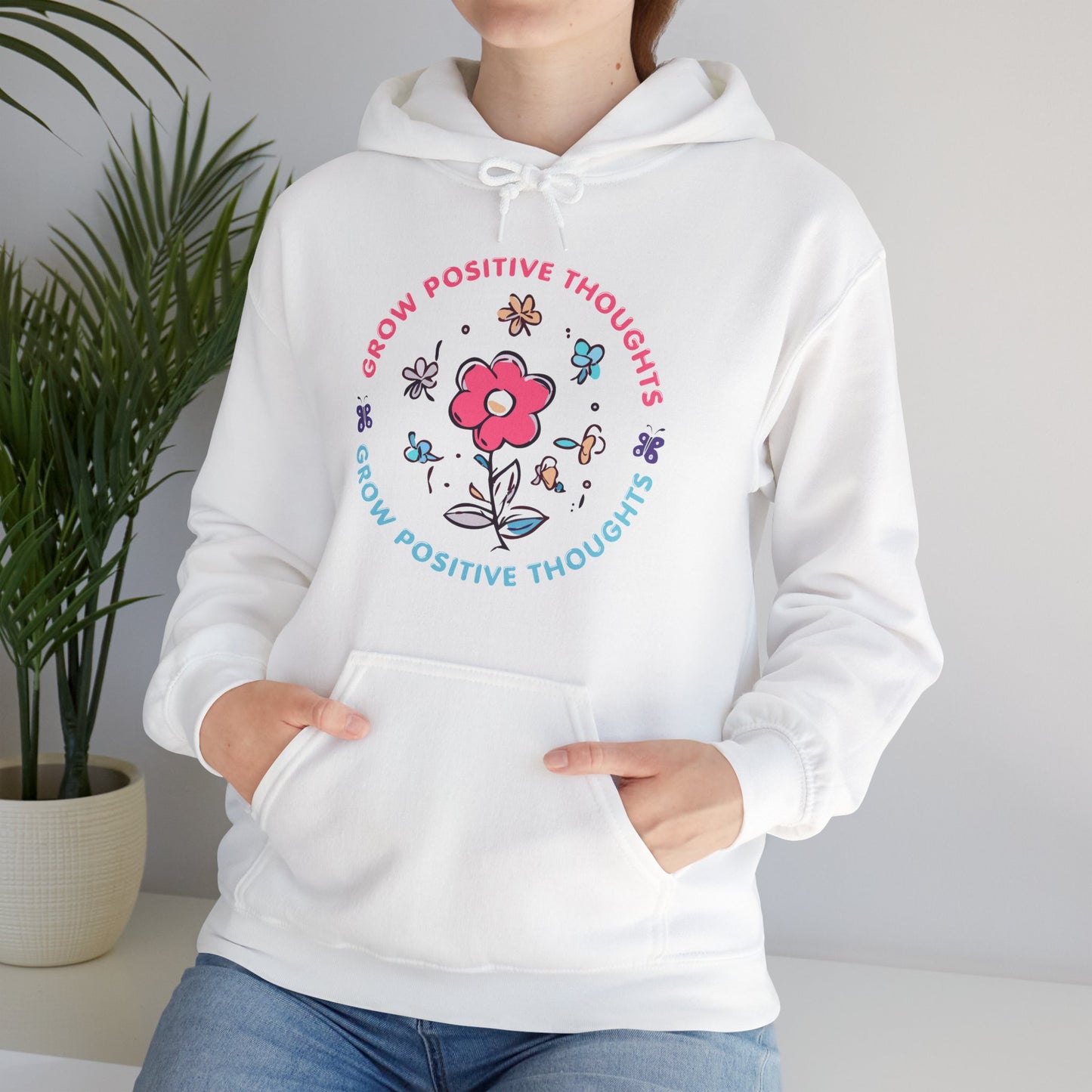 Grow Positive Thoughts (Adult Unisex Hooded Sweatshirt)