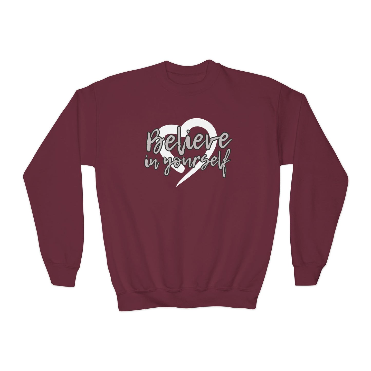 Believe In Yourself -- Gray (Youth Unisex Crewneck Sweatshirt)
