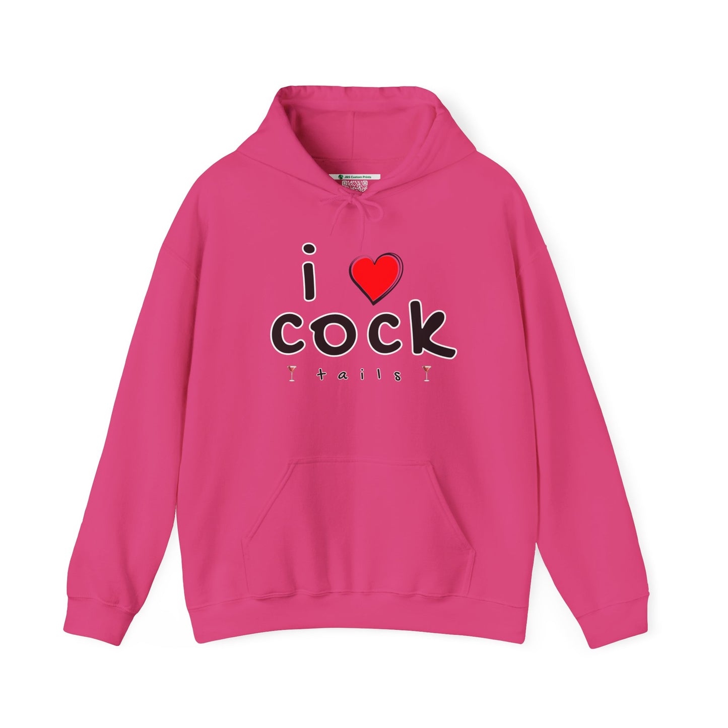 I Love Cocktails -- Playful Font (Adult Unisex Hooded Sweatshirt)