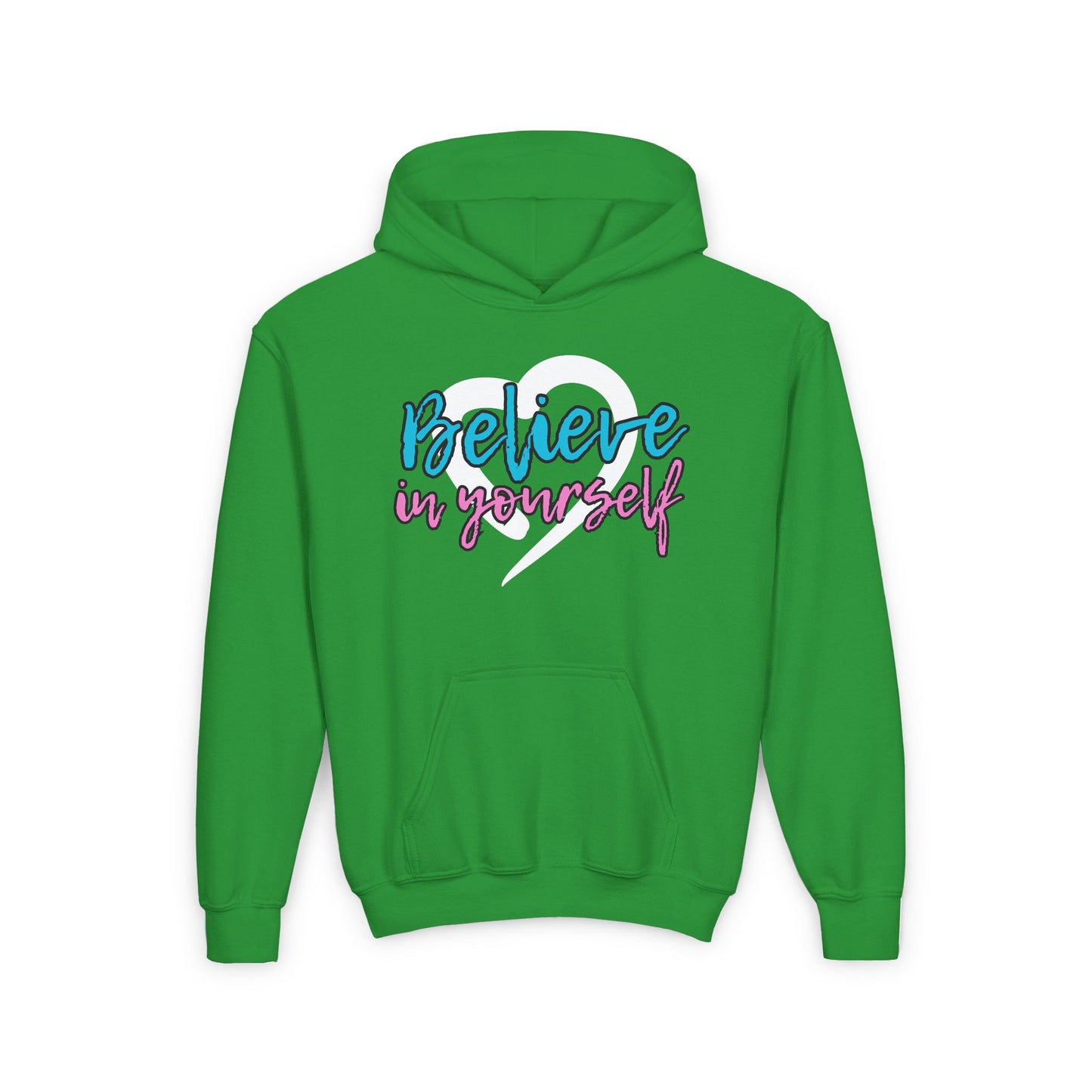 Believe In Yourself -- Blue/Pink (Youth Unisex Hooded Sweatshirt)