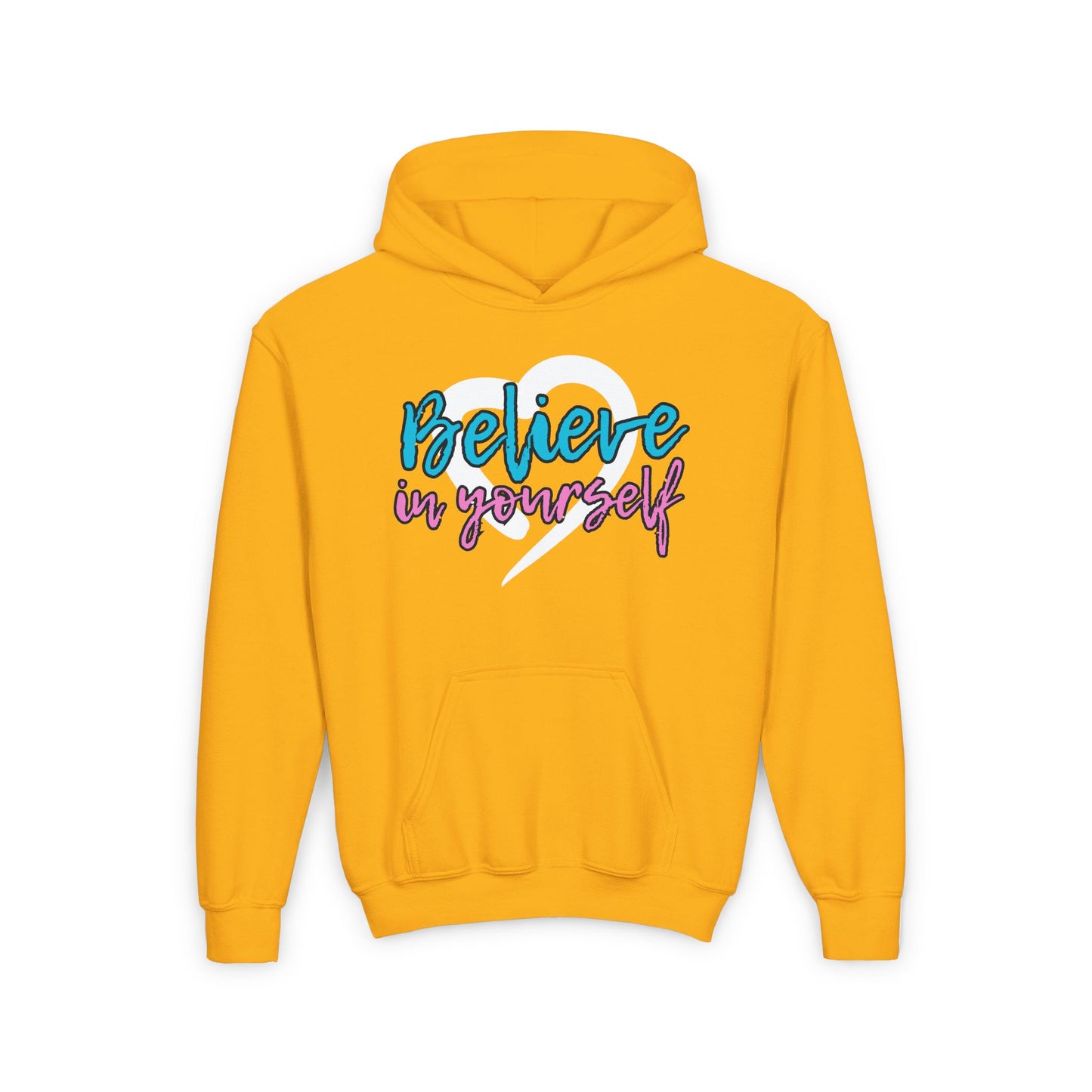 Believe In Yourself -- Blue/Pink (Youth Unisex Hooded Sweatshirt)