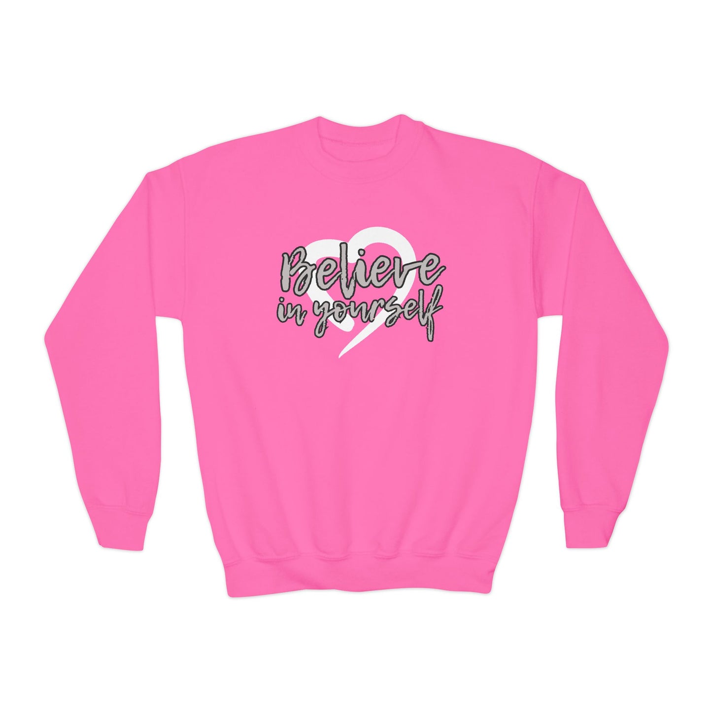 Believe In Yourself -- Gray (Youth Unisex Crewneck Sweatshirt)
