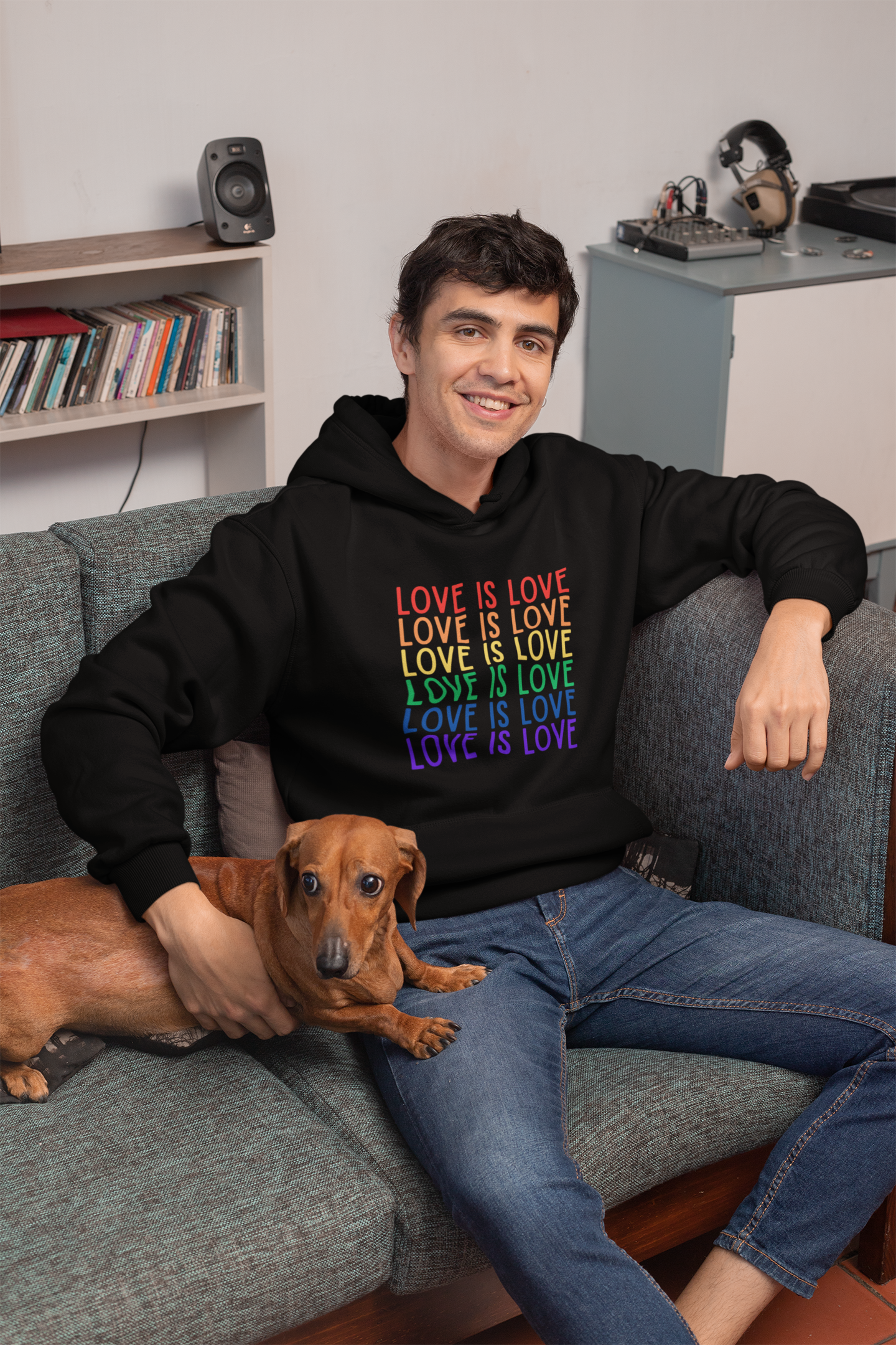 LGBTQ+ "Love Is Love" (Adult Unisex Hooded Sweatshirt)
