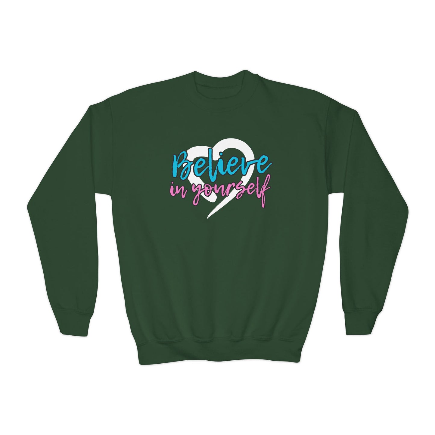 Believe In Yourself -- Blue/Pink (Youth Unisex Crewneck Sweatshirt)