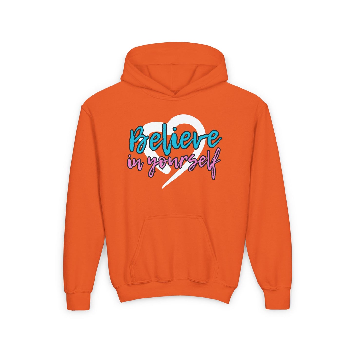 Believe In Yourself -- Blue/Pink (Youth Unisex Hooded Sweatshirt)