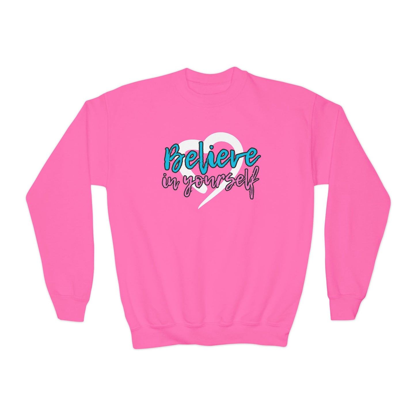 Believe In Yourself -- Blue/Pink (Youth Unisex Crewneck Sweatshirt)