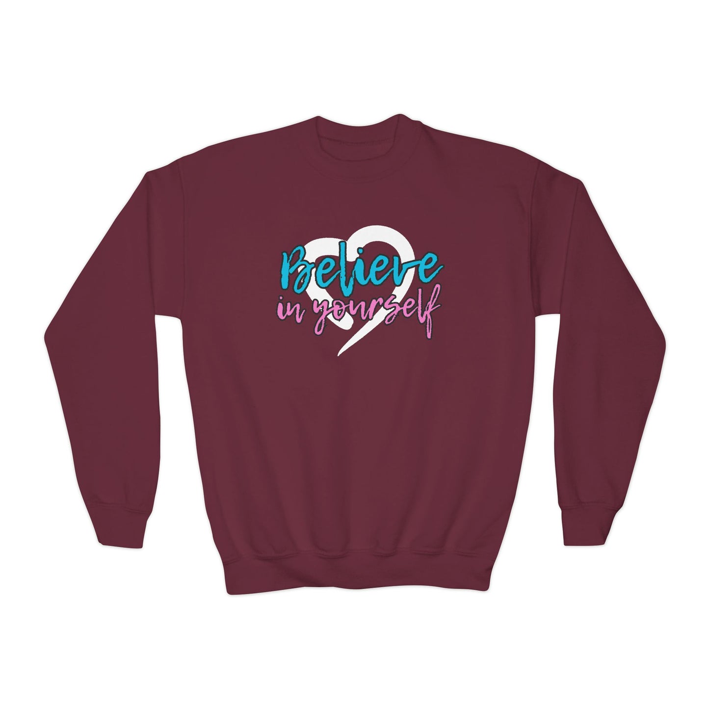 Believe In Yourself -- Blue/Pink (Youth Unisex Crewneck Sweatshirt)