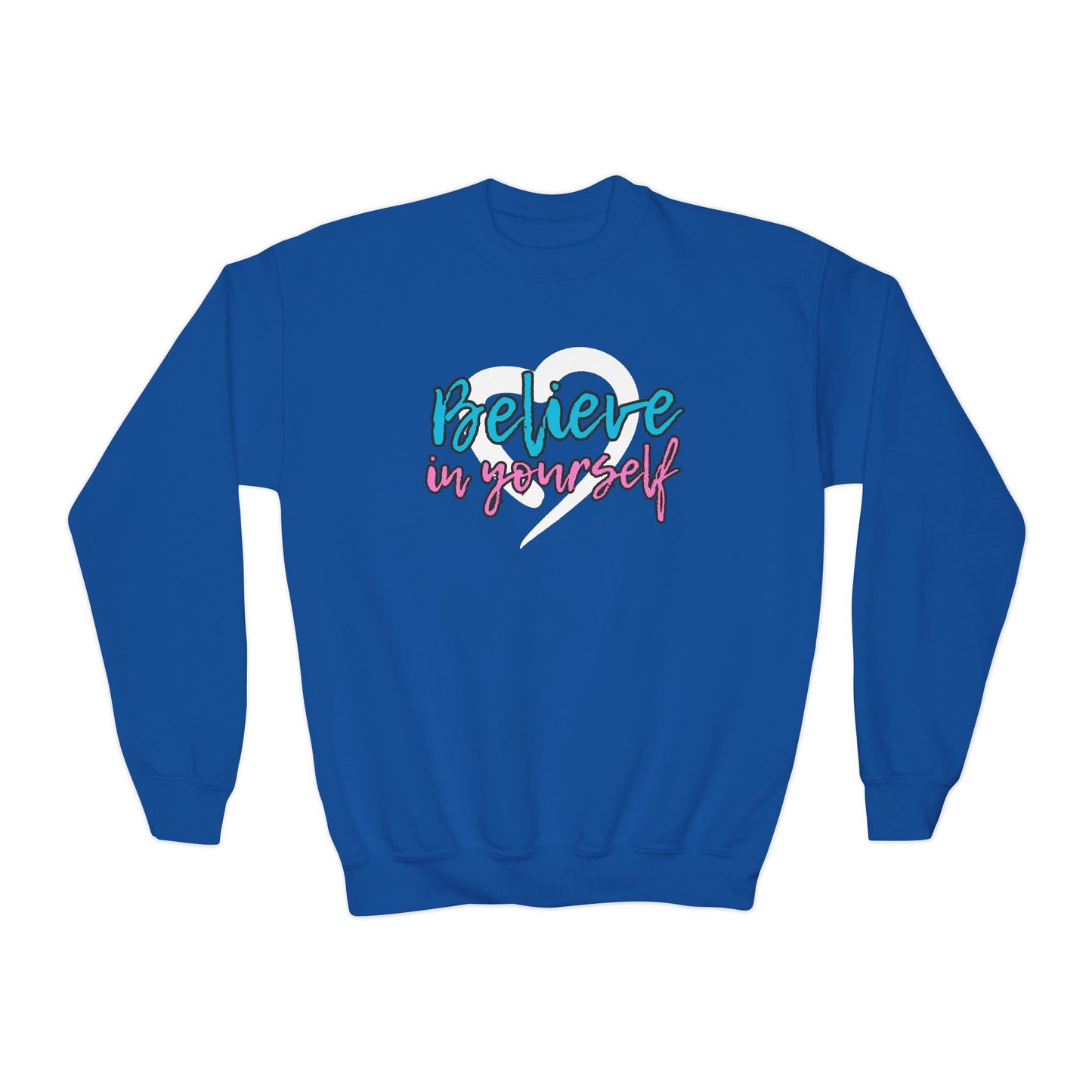 Believe In Yourself -- Blue/Pink (Youth Unisex Crewneck Sweatshirt)