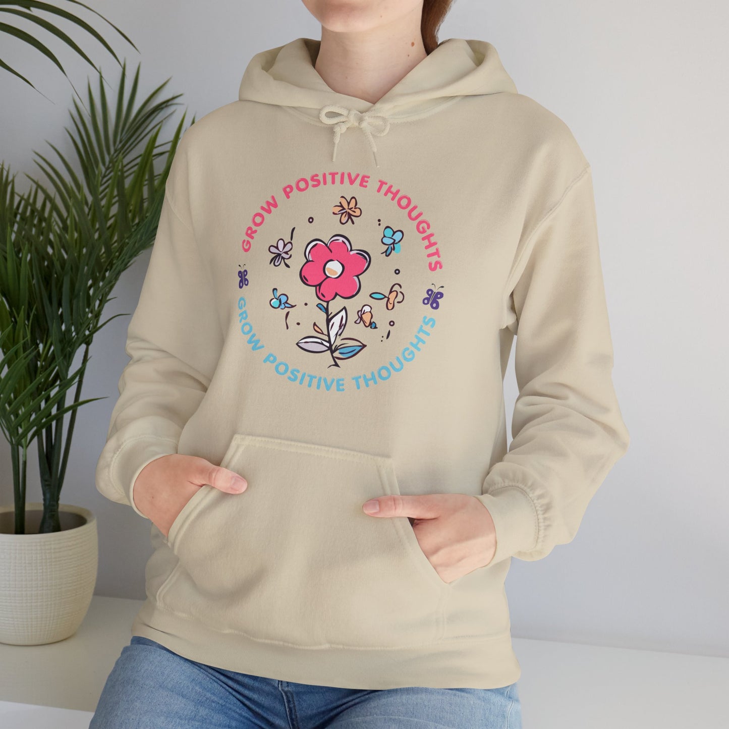 Grow Positive Thoughts (Adult Unisex Hooded Sweatshirt)