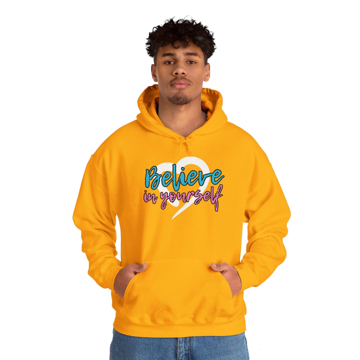 Believe In Yourself -- Blue/Pink (Adult Unisex Hooded Sweatshirt)