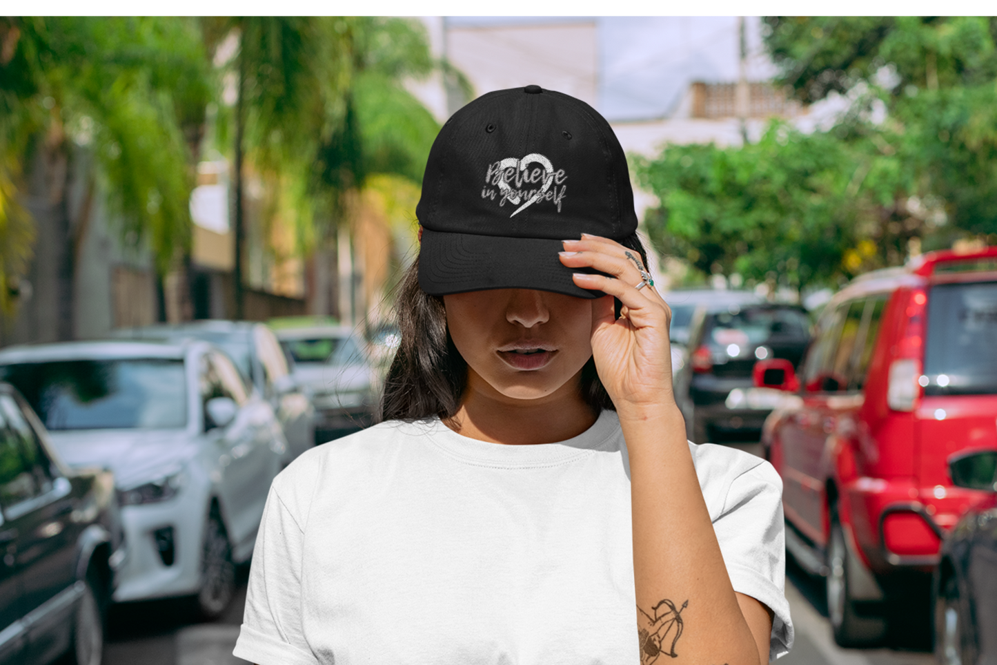 Believe In Yourself -- Gray Font (DTF Printed Hat)