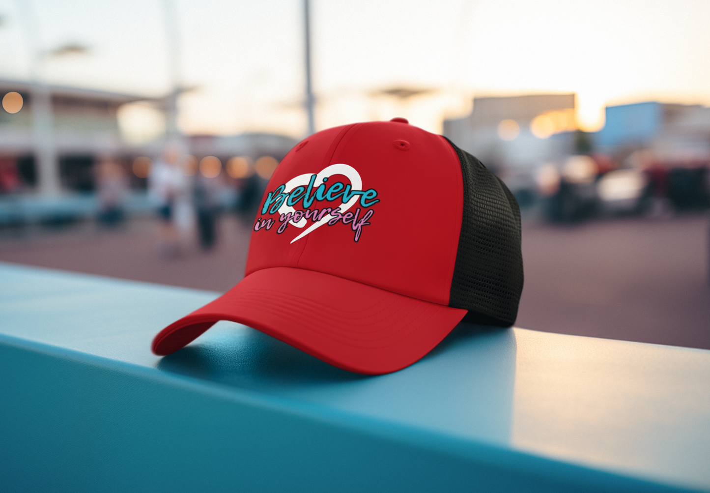 Believe In Yourself -- Blue/Pink Font (DTF Printed Hat)