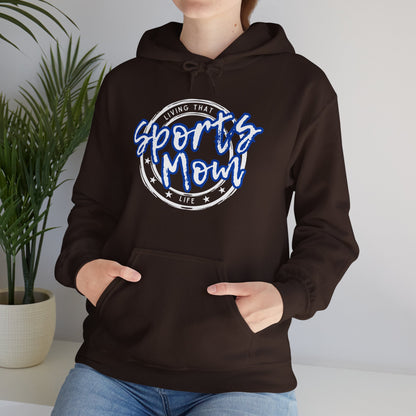 Sports Mom -- Blue Font (Adult Unisex Hooded Sweatshirt)