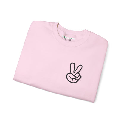 Peace Sign [Sleeve Message] (Adult Unisex Crewneck Sweatshirt)