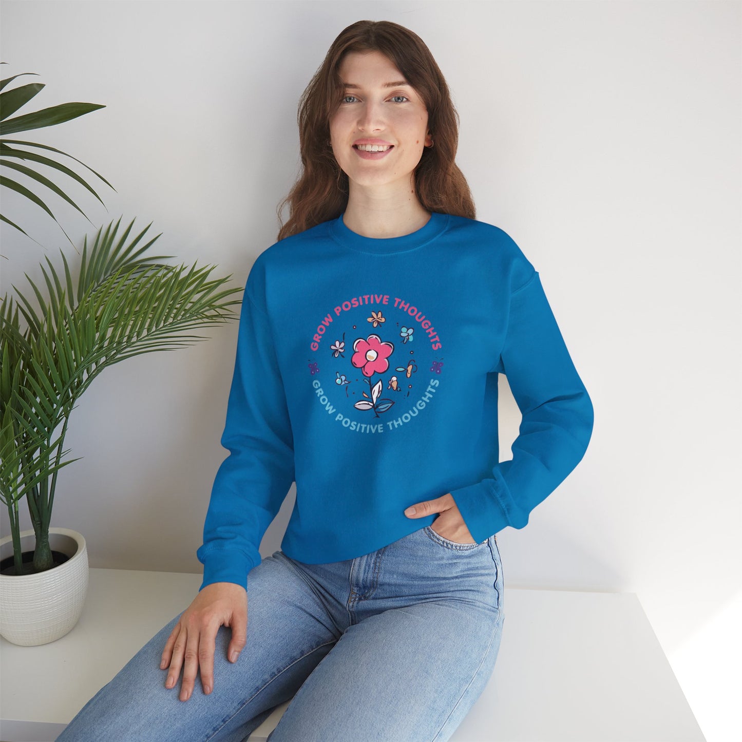 Grow Positive Thoughts Crewneck Sweatshirt - Unisex Heavy Blend