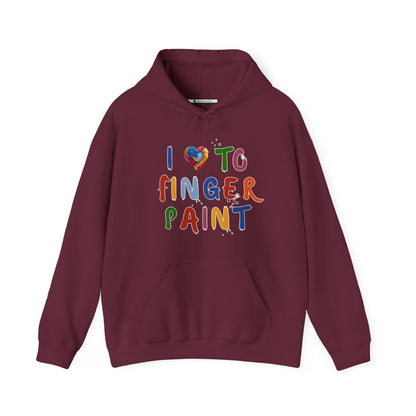 Matching Couple's Set -- I Love to Fingerpaint (Adult Unisex Hooded Sweatshirt)