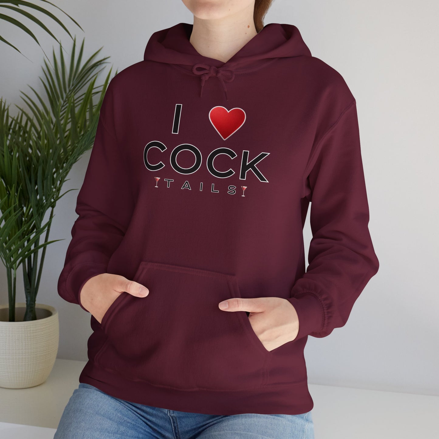 I Love Cocktails -- Simple Font (Adult Unisex Hooded Sweatshirt)