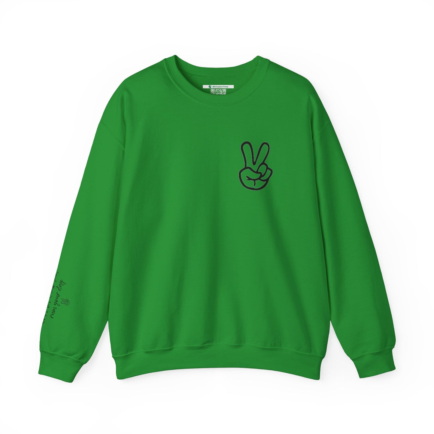 Peace Sign [Sleeve Message] (Adult Unisex Crewneck Sweatshirt)