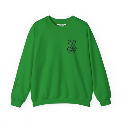 Peace Sign [Sleeve Message] (Adult Unisex Crewneck Sweatshirt)