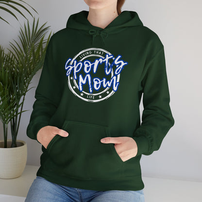 Sports Mom -- Blue Font (Adult Unisex Hooded Sweatshirt)
