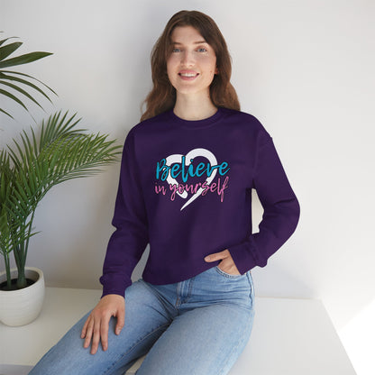 Believe In Yourself -- Blue/Pink (Adult Unisex Crewneck Sweatshirt)