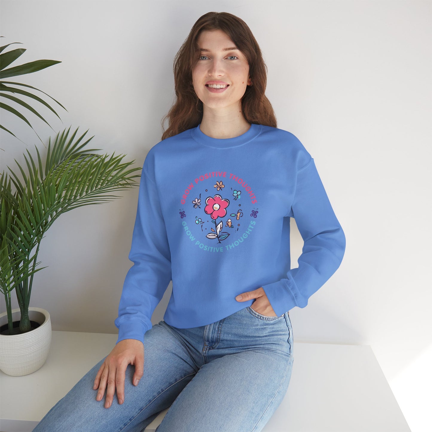 Grow Positive Thoughts Crewneck Sweatshirt - Unisex Heavy Blend