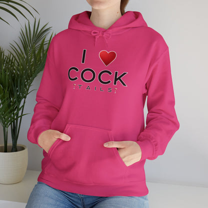 I Love Cocktails -- Simple Font (Adult Unisex Hooded Sweatshirt)