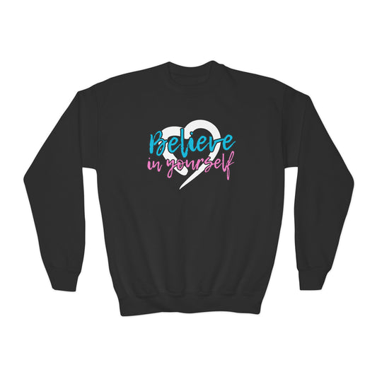 Believe In Yourself -- Blue/Pink (Youth Unisex Crewneck Sweatshirt)