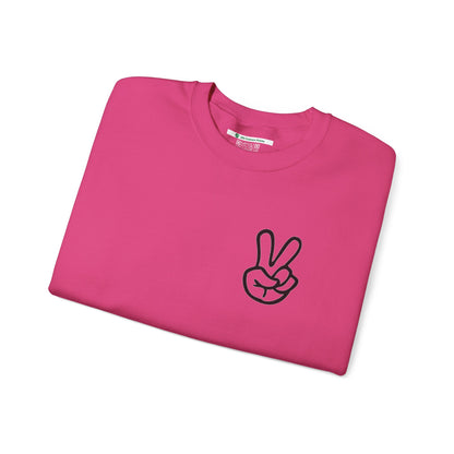 Peace Sign [Sleeve Message] (Adult Unisex Crewneck Sweatshirt)