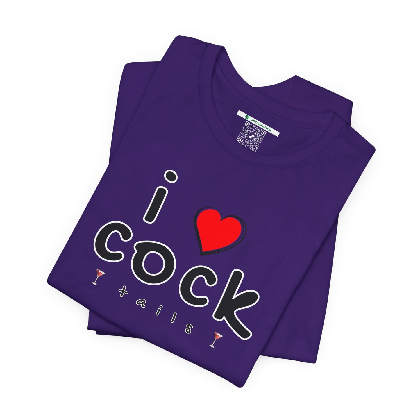 I Love Cocktails -- Playful Font (Adult Unisex Tee)