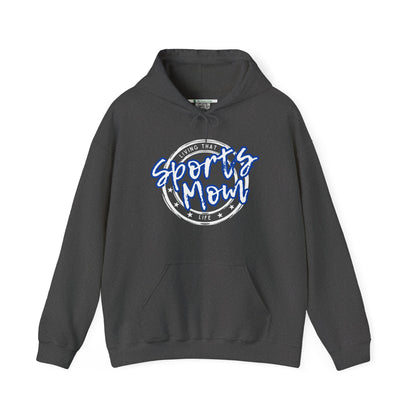 Sports Mom -- Blue Font (Adult Unisex Hooded Sweatshirt)