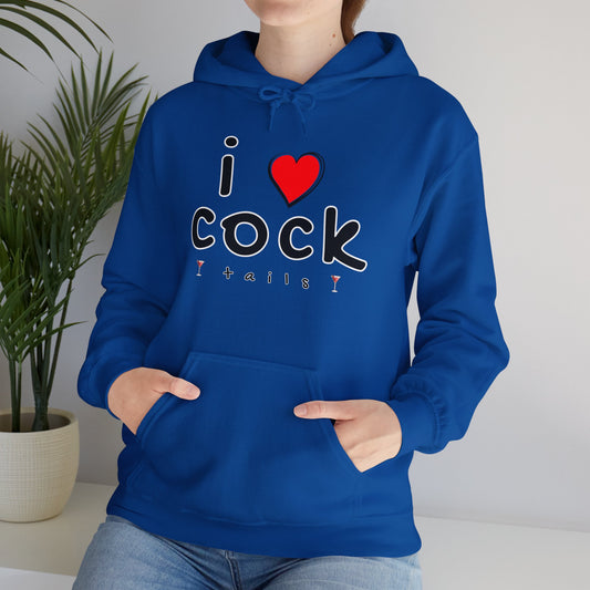 I Love Cocktails -- Playful Font (Adult Unisex Hooded Sweatshirt)