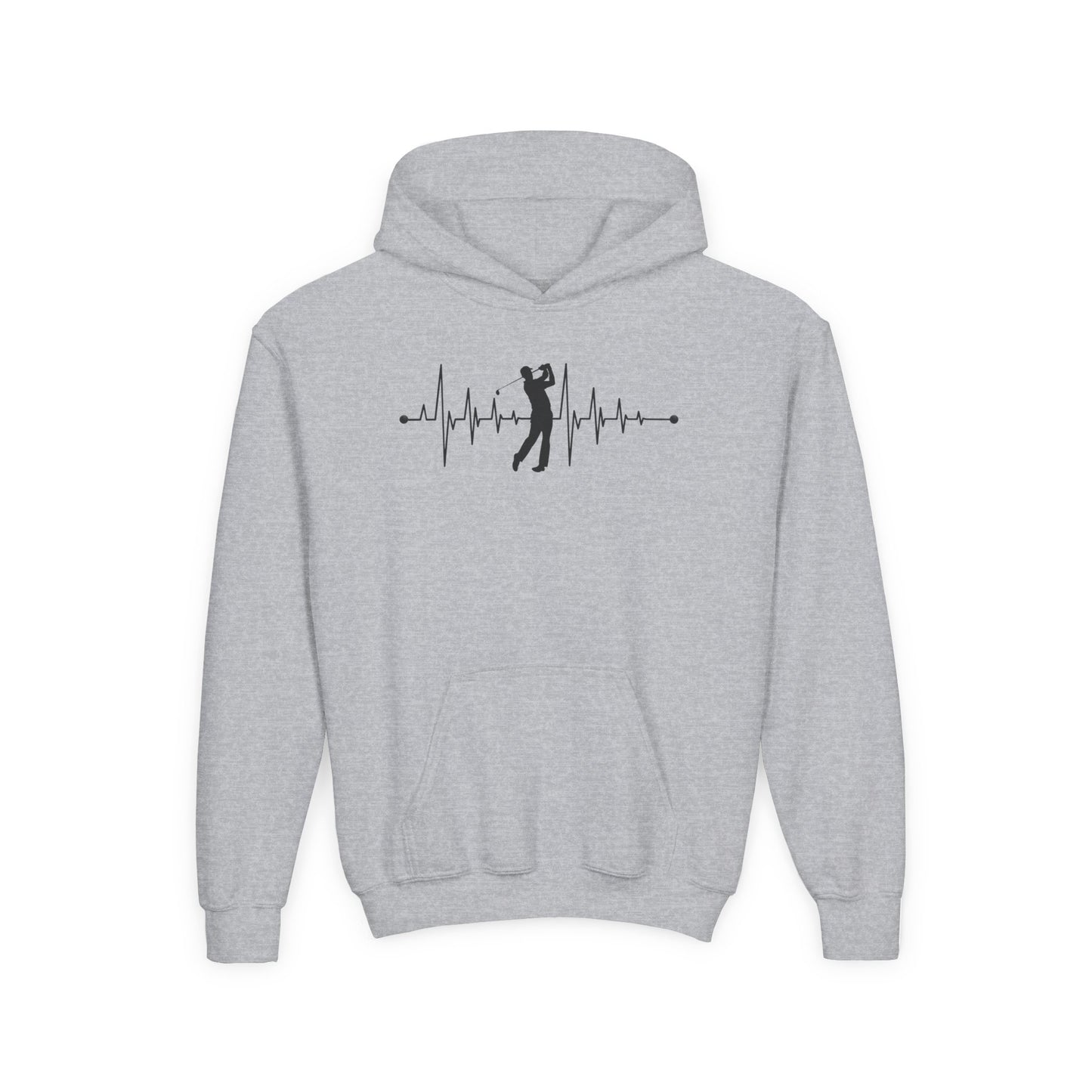 Golf Heartbeat (Youth Unisex Hooded Sweatshirt)