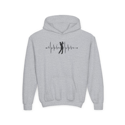Golf Heartbeat (Youth Unisex Hooded Sweatshirt)