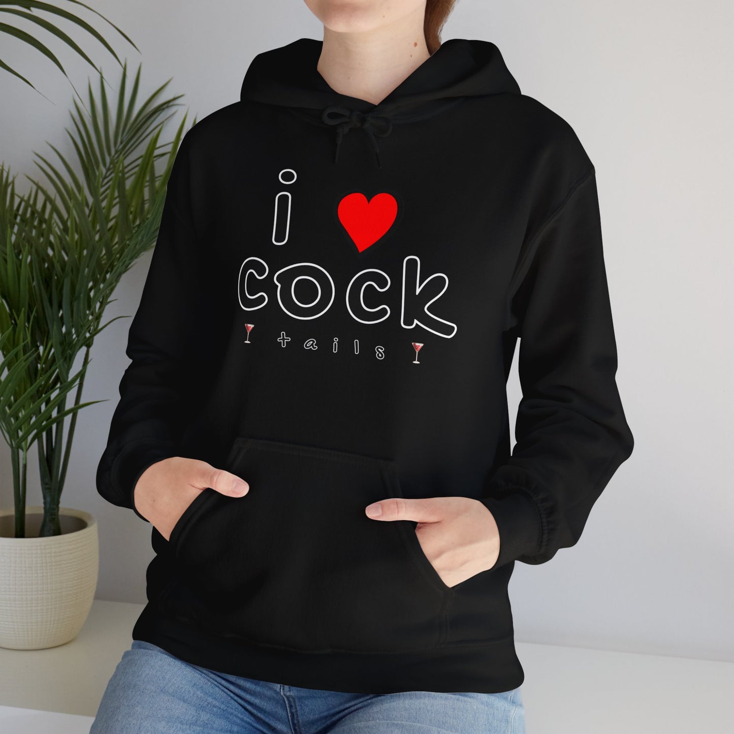 I Love Cocktails -- Playful Font (Adult Unisex Hooded Sweatshirt)