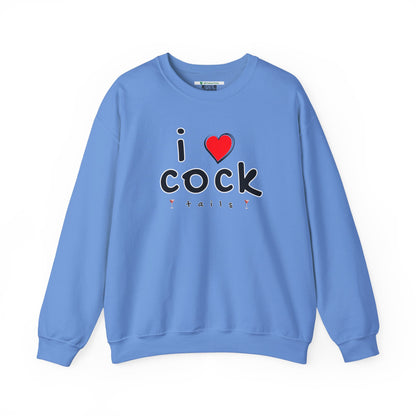 I Love Cocktails -- Playful Font (Adult Unisex Crewneck Sweatshirt)