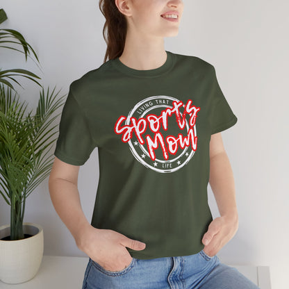 Sports Mom -- Red Font (Adult Unisex Tee)