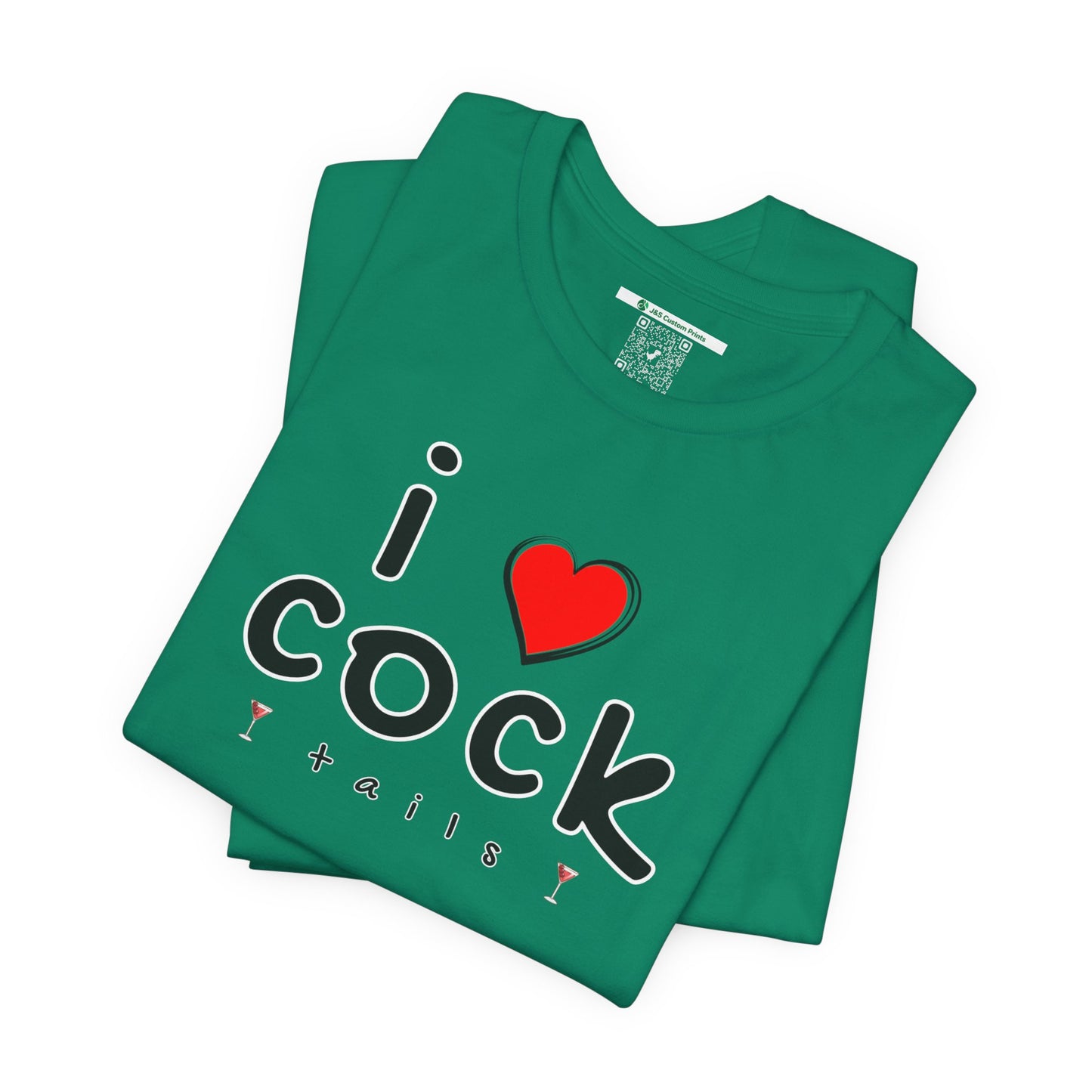 I Love Cocktails -- Playful Font (Adult Unisex Tee)