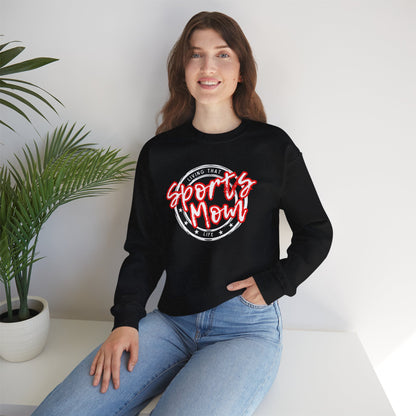 Sports Mom -- Red Font (Adult Unisex Crewneck Sweatshirt)