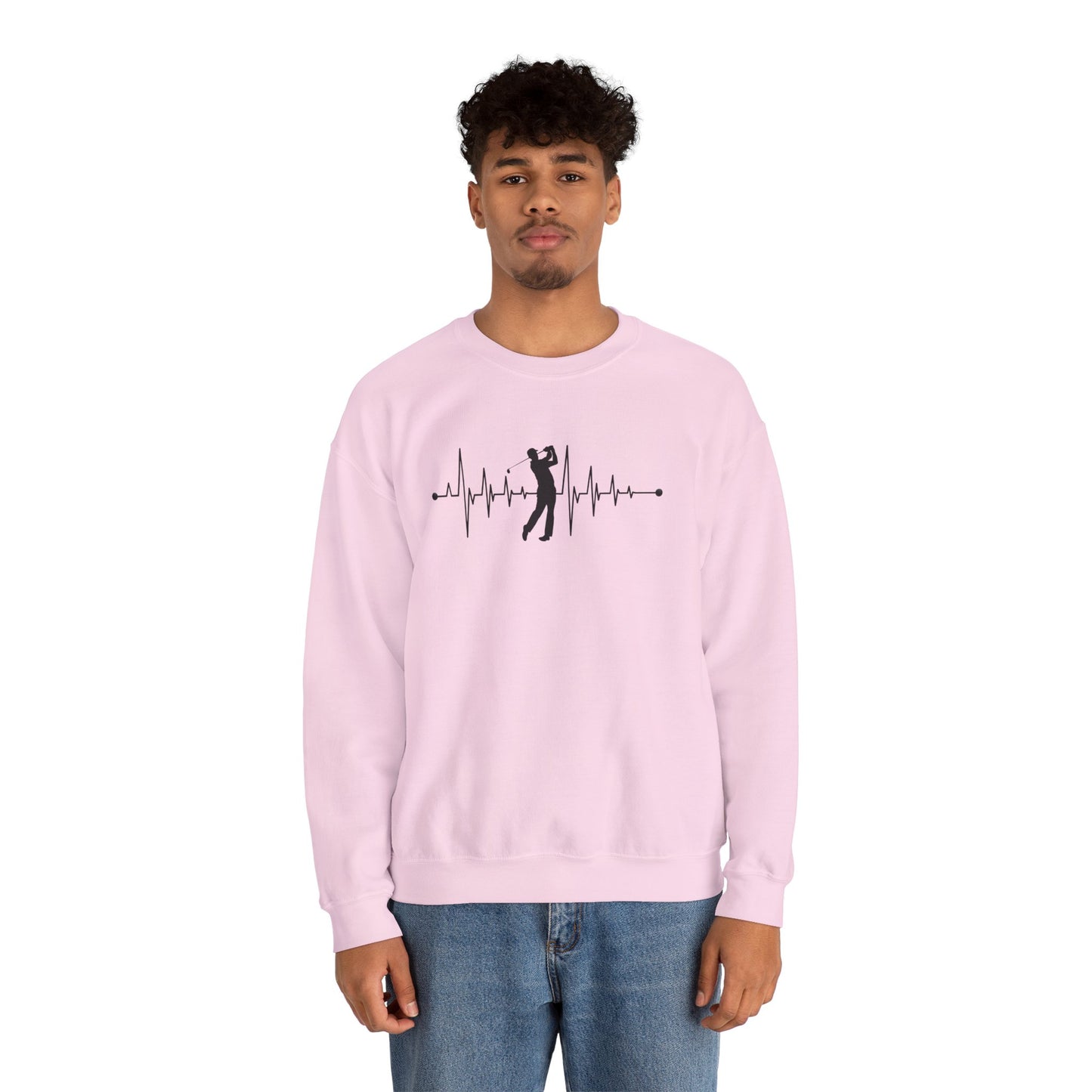 Golf Heartbeat (Adult Unisex Crewneck Sweatshirt)