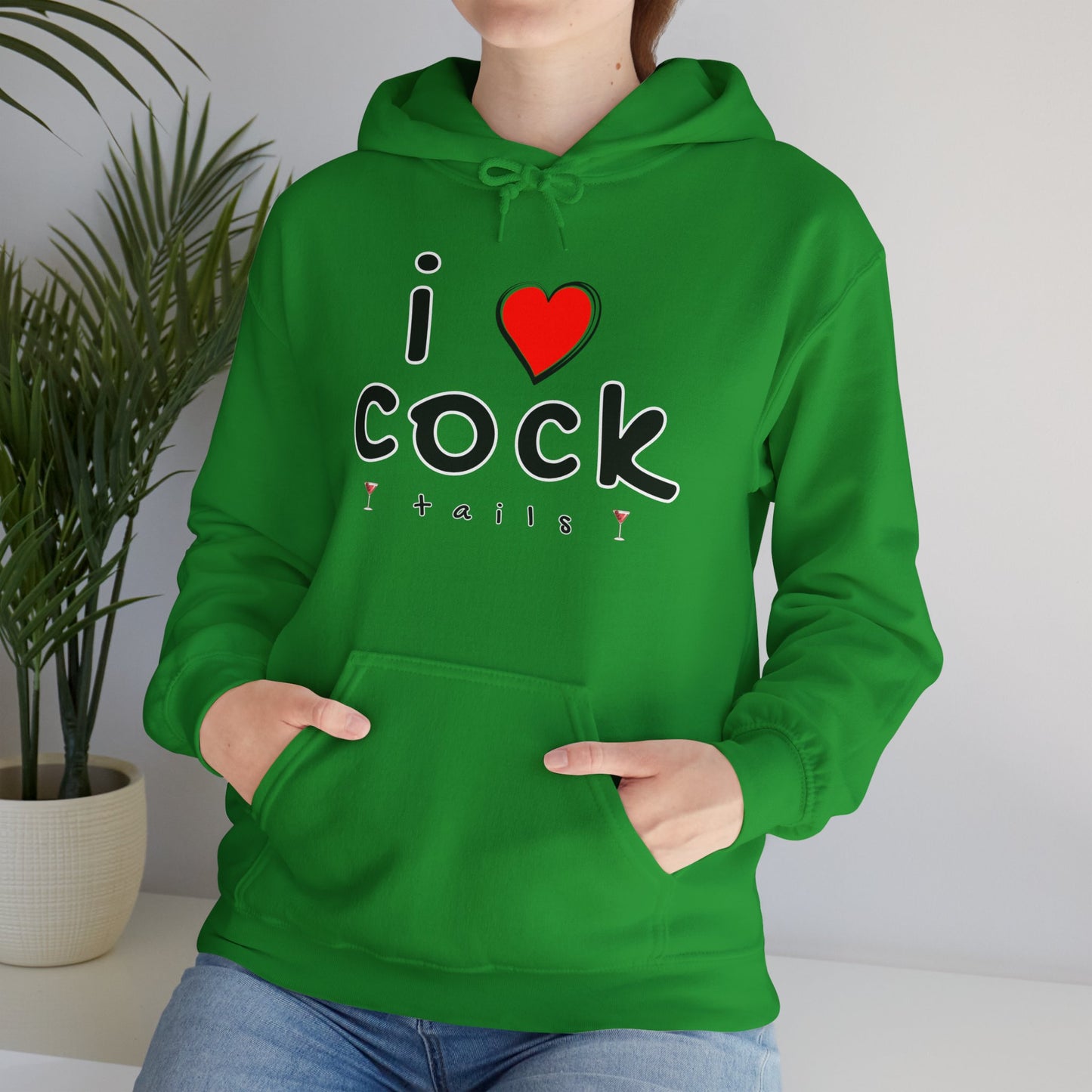 I Love Cocktails -- Playful Font (Adult Unisex Hooded Sweatshirt)