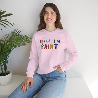 Matching Couple's Set -- Hello, I'm Paint (Adult Unisex Crewneck Sweatshirt)