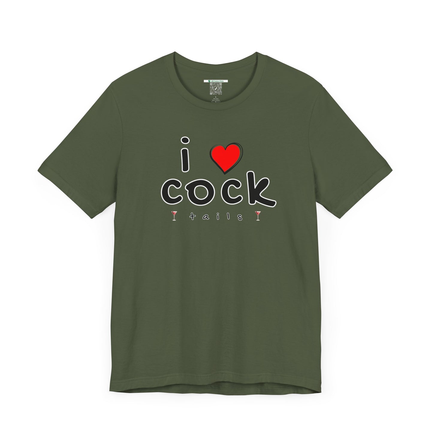 I Love Cocktails -- Playful Font (Adult Unisex Tee)