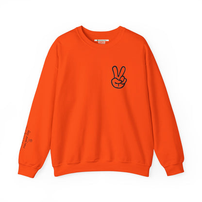 Peace Sign [Sleeve Message] (Adult Unisex Crewneck Sweatshirt)