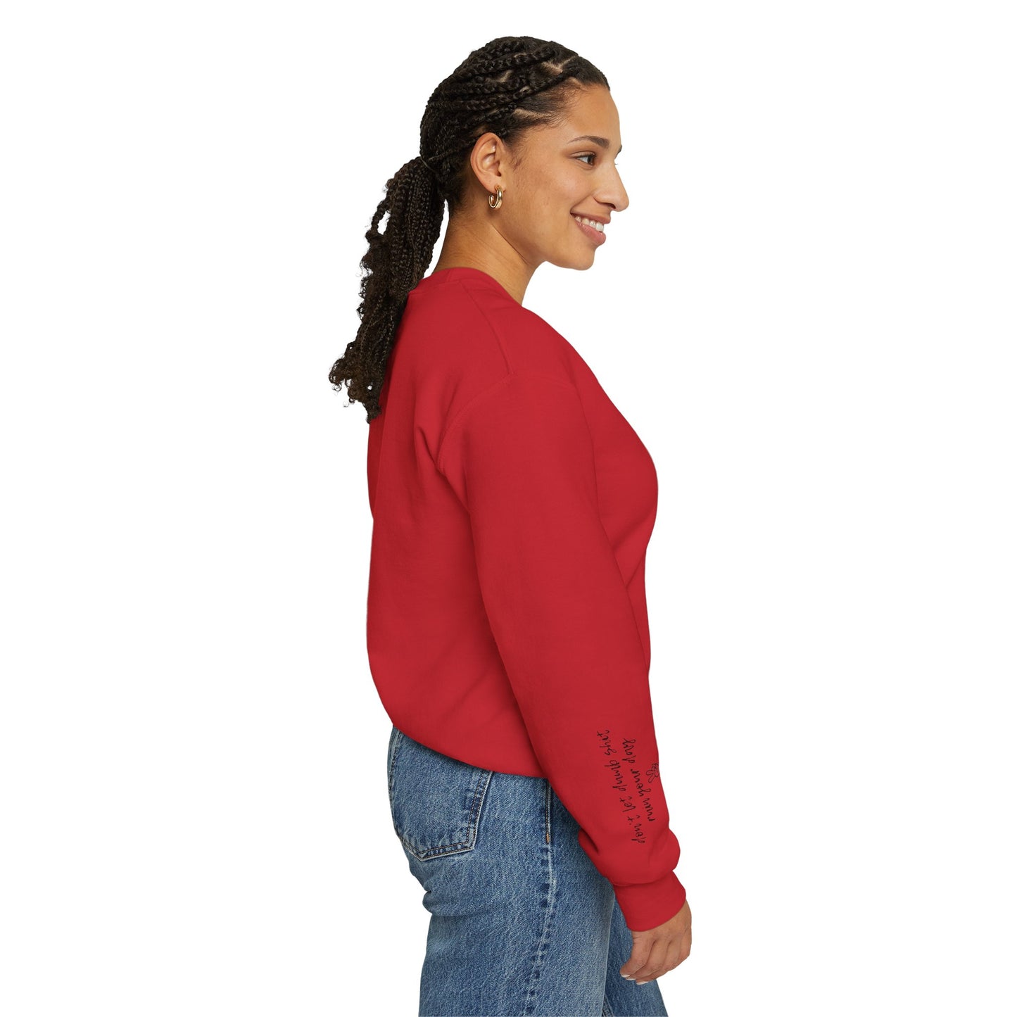 Peace Sign [Sleeve Message] (Adult Unisex Crewneck Sweatshirt)