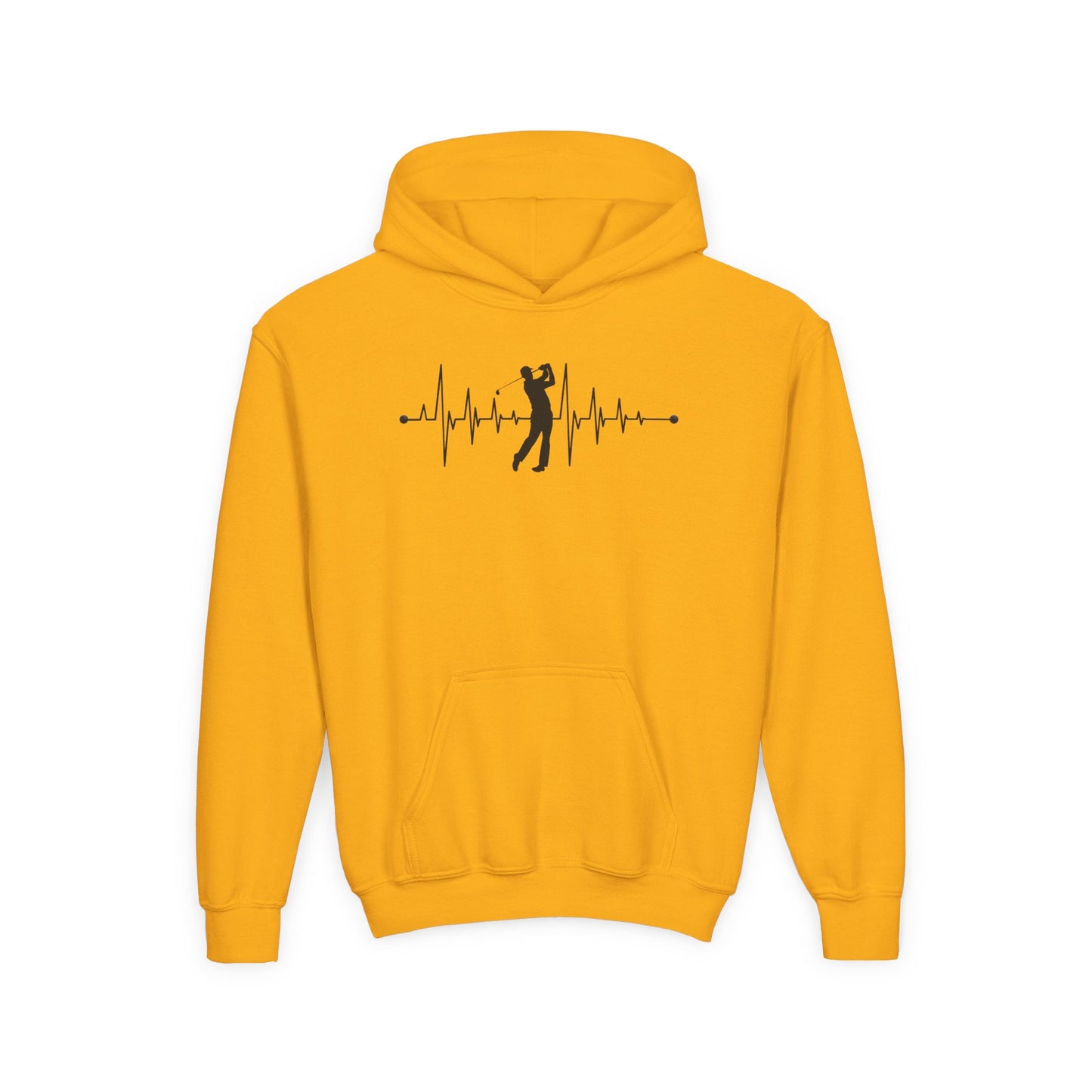 Golf Heartbeat (Youth Unisex Hooded Sweatshirt)